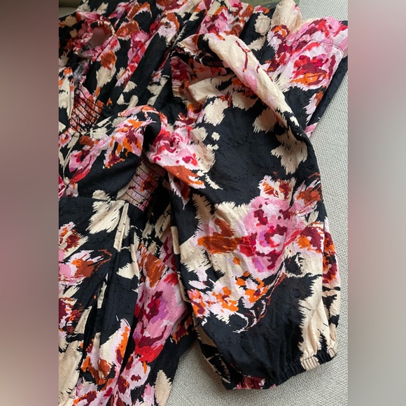 Anthropologie Blossom 100% Cotton Maxi Dress In Pink/ Black Motif Size S - Picture 8 of 16